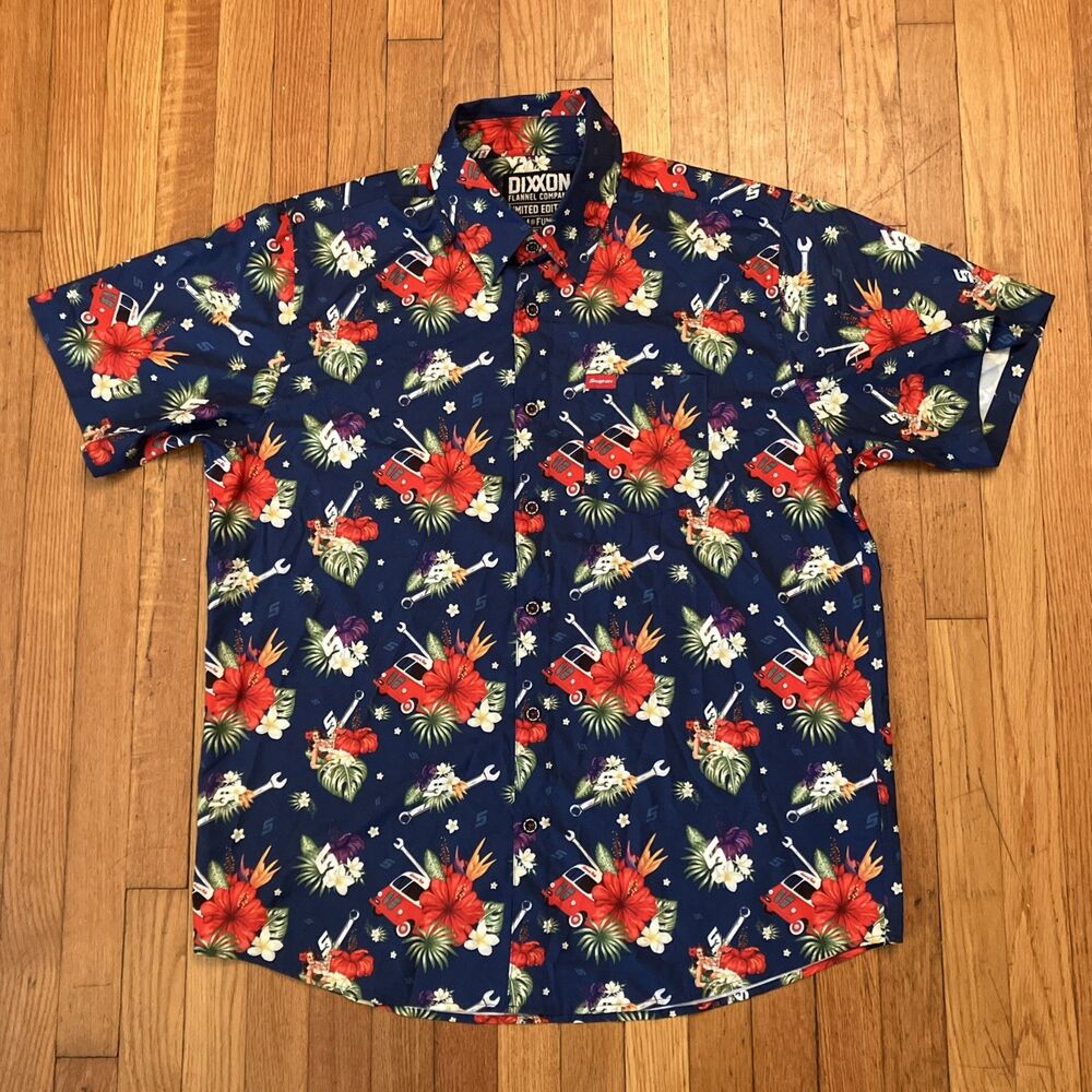 Dixxon Snap On Hawaiian Shirt Mens Sz XL Button Up Hula Girl Floral